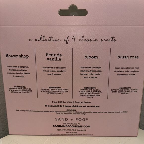 Sand + Fog Diffuser Oils Flower Shop Fleur de Vanilla Bloom Blush Rose NEW 4 pk - Picture 3 of 3